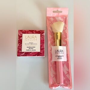Laura Geller Baked Blush-N-Brighten Marbleized Blush with Angled Brush NEW